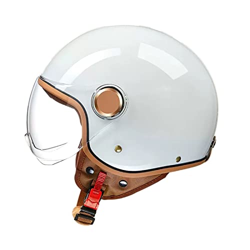 Retro Motorradhelm Herren Damen, Vintage Motorrad Jethelm, Halbhelme Mit Visier, Klapphelme DOT/ECE-Zulassung, Offenem Helm Chopperhelm Rollerhelm Brain Cap Helm(59-60cm) ( Color : C , Size : (59-60cm