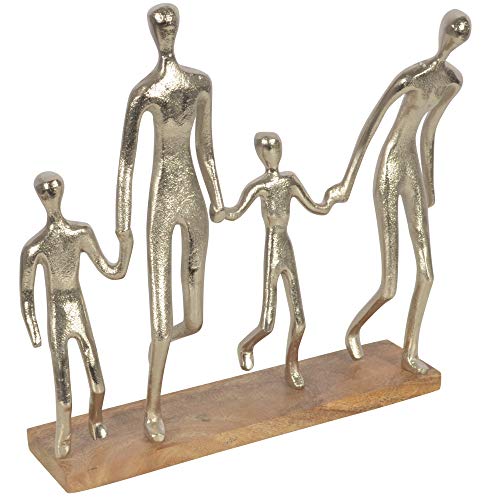 CHICCIE Figur Familie Silber 30cm - Skulptur Deko-Objekt Dekofigur Holzaufsteller