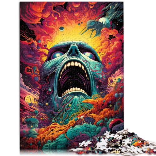 Puzzle | Puzzles, Bunter Psychedelischer Totenkopf, 1000 Puzzles für Erwachsene, Holzpuzzle, Spaß für zu Hause, Aktivitäten, Geburtstagsgeschenk, Reisegeschenke, 1000 Teile (50 x 75 cm)