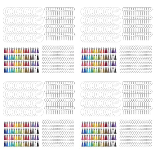 Remingtape 1400 StüCk Acryl SchlüSselanhäNger Leerzeichen für Vinyl mit Leerzeichen, Quasten, Biegeringen, SchlüSselanhäNger Ringen für Mach Es Selbst SchlüSselanhäNger