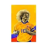 HACERR Carlos Valderrama Kolumbien Fußballdruck, Leinwandposter, Wandkunst, Dekordruck, Bild Gemälde für Wohnzimmer, Schlafzimmer, Dekoration, 40 x 60 cm