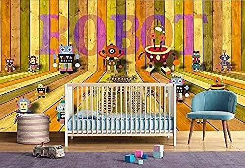 XLMING Buntes Holzbrett Roboter Cartoon 3D Tapeten Home Esszimmer Sofa Schlafzimmer Wohnzimmer TV Hintergrund-150cm×105cm