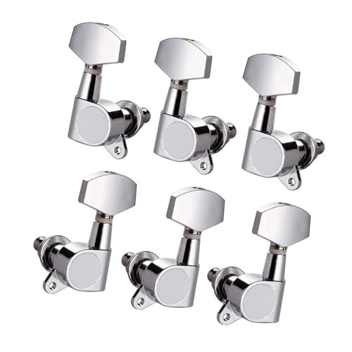 Strings Tuning Pegs Mechaniken Für Gitarre Halbgeschlossene Stimmwirbel für Gitarrensaiten, Stimmwirbel für akustische E-Gitarre, 3L- und 3R-Stimmwirbel (Color : Silver)