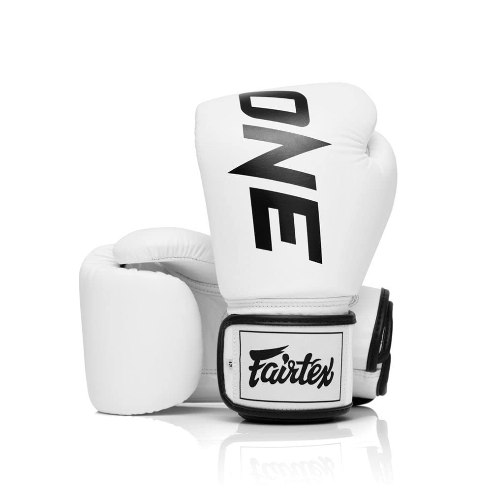 Fairtex BGV1 ONE Muay Thai Boxing Sparring Gloves (White, 12 oz)