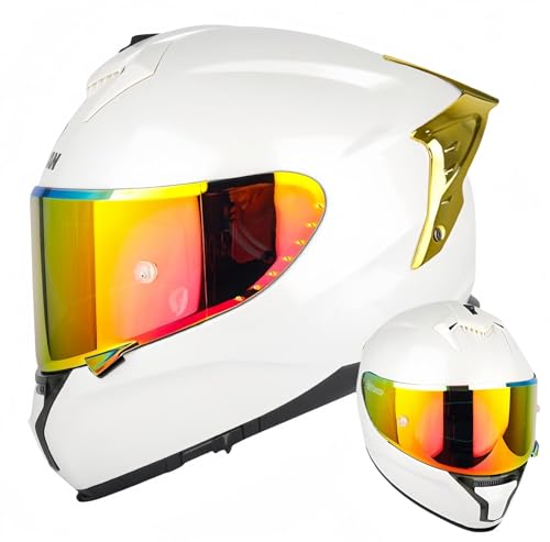 Modularer Integrierter Motorradhelm, ECE-Zugelassener Visier-Integral-Motorradhelm Antibeschlag-Motorrad-Rollerhelm Doppelspiegel Herren Damen Antikollisionshelm C,S55-56CM