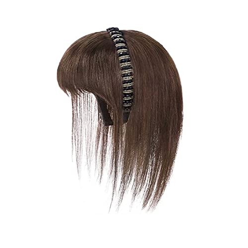 Perücken Simulation Haar Pony Perücke Stück Stirn Haarband Pony Eine Perücke Kopffüller Haarabdeckung Weißes Haar Mädchen Perücken Damenperücke(Color:Light brown straight hair-25CM)