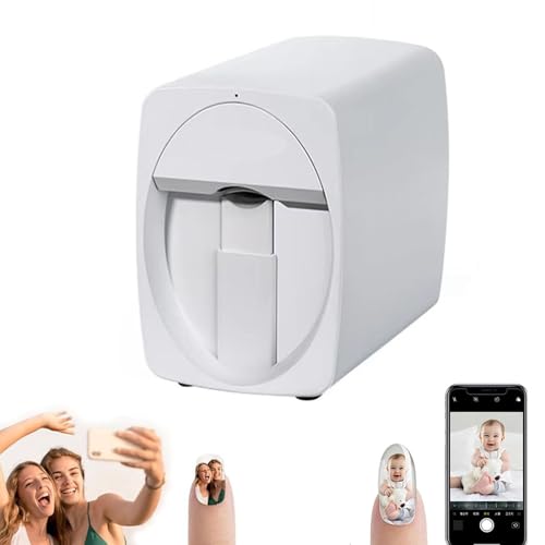 lwjunmm 3D-Nageldrucker unterstützt WiFi/DIY, digitaler mobiler Nagelkunstdrucker – tragbare Nagellackiermaschine, 30 Sekunden fertig, Drucken und Trocknen in einem,M1-White