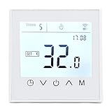 MincoHome Programmierbarer WiFi Thermostat Touch Screen Tuya Smart Temperaturregler für Elektro/Wasser/Gas Boiler Warme Fußbodenheizung Controller (Weiße elektrische Heizung)