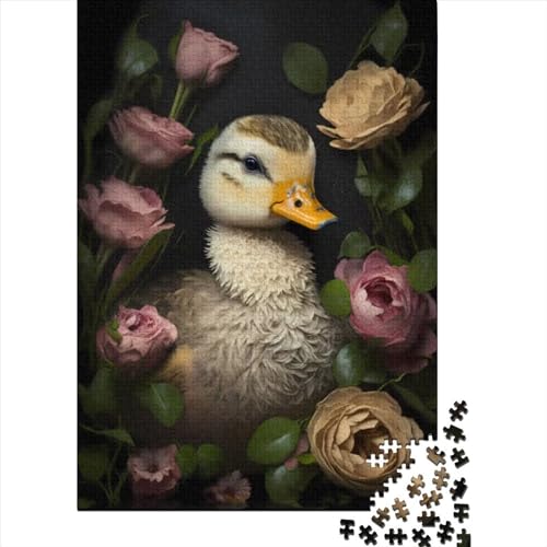 Puzzleteile „Entlein in Rosen“, Holzpuzzle, Lernpuzzle für Teenager (Größe 52 x 38 cm)