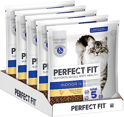 PERFECT FIT Indoor Adult Trockenfutter für erwachsene Katzen ab 1 Jahr - Huhn, 1,4 kg (5 Beutel)