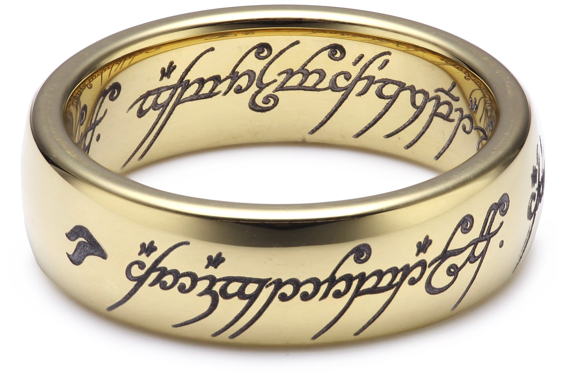 Herr der Ringe Unisex-Ring "Saurons Ring" aus dem kleinen Hobbit Wolfram PVD vergoldet 3009-064