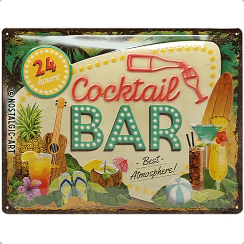 Nostalgic-Art Retro Blechschild, 30 x 40 cm, Cocktail Bar – Geschenk-Idee als Bar Zubehör, aus Metall, Vintage Design