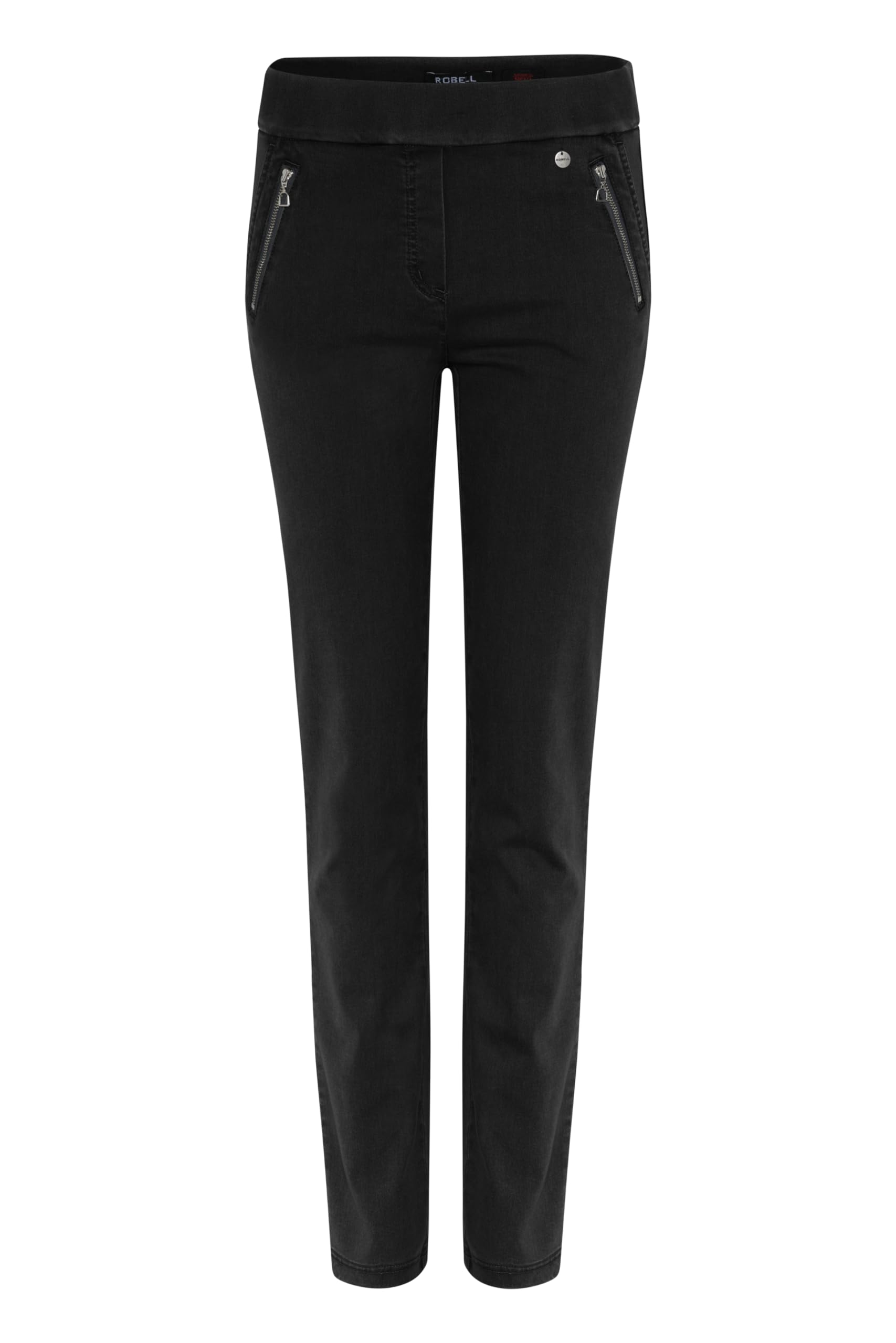 Robell Style NENA – Slim FIT, Denim Power Stretch Jeans, Gerade geschnittenes Bein und Gesässtaschen Farbe Schwarz Größe 46