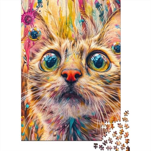 Art Cat Holzpuzzle Erwachsenenpuzzle Kunstpuzzle für Erwachsene 500 Teile ganze Familie und die 20,47x14,96 Zoll