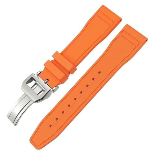 IOTUP FKM Armband aus Naturkautschuk, 20 mm, 21 mm, 22 mm, für IWC Big Pilot's Watches IW3881 IW3777, grün-gelb, bunt, weiches Fluorkautschuk-Armband, 22 mm, Achat