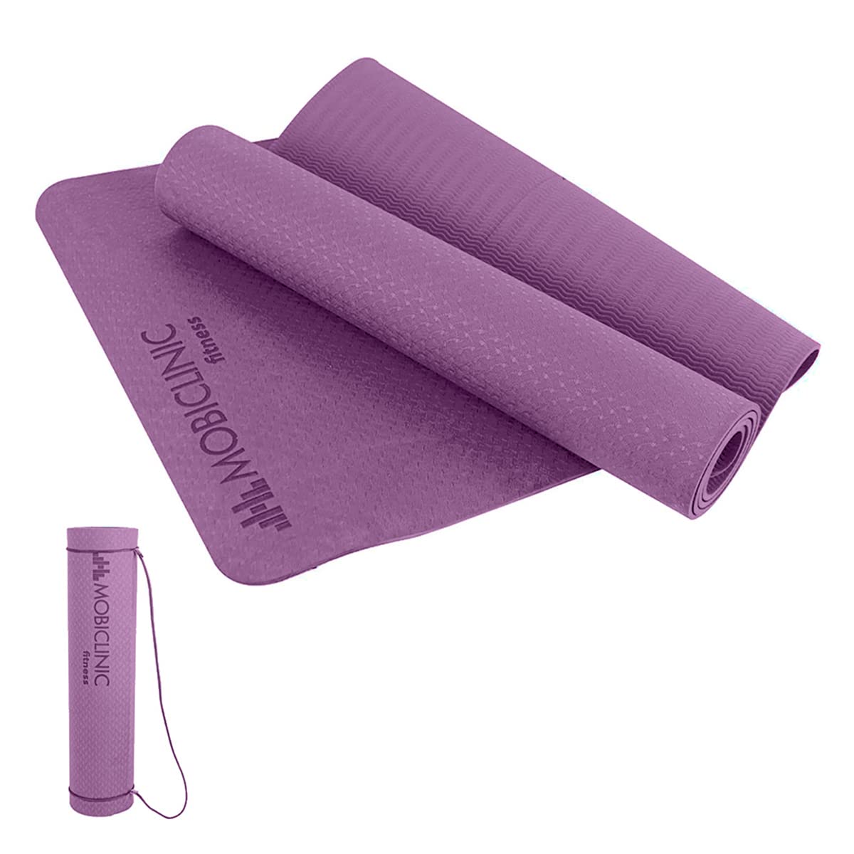 Mobiclinic®, Yogamatte, Europäische Marke, Inklusive Trageriemen, 6mm dick, Rutschfest, Abwaschbar, Wasserfest, Fitness,181x61x0,6 cm, Flexibel, TPE, Farbe Lila