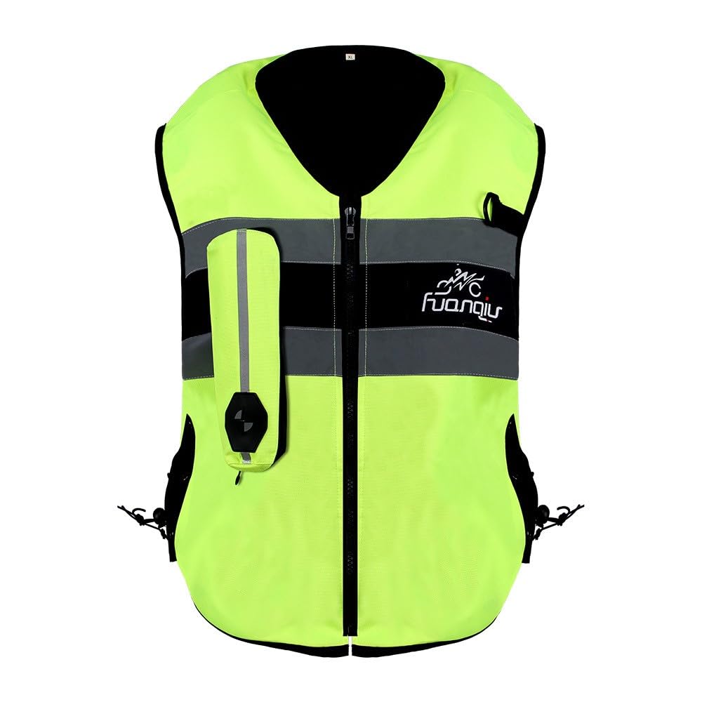 Reflektierende Airbag Weste für Motocross Fahrrad Reiten, Schutzkleidung Faltbarer Radweste, Racing Airbag Weste, Rücken Mit Schutzplatte Auf Dem Vier Jahreszeiten Unisex C,3XL