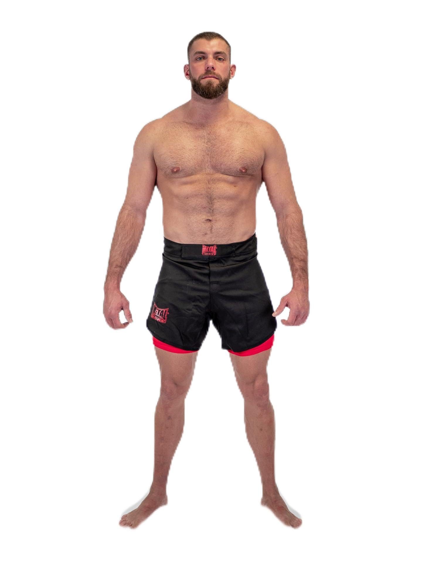 METAL BOXE Unisex – Erwachsene Short MMA Dual Noir/Rouge XL, Schwarz/Rot