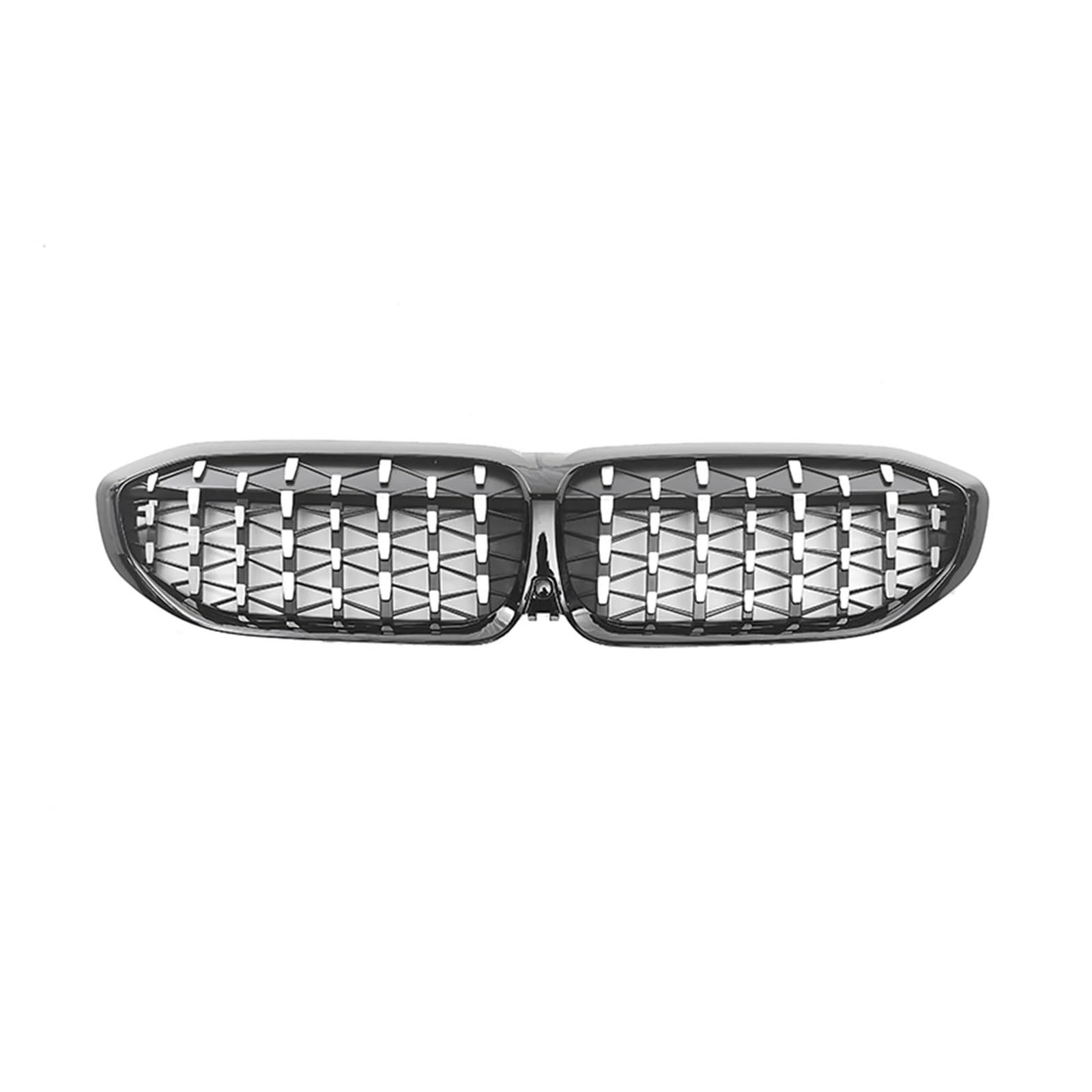 Frontspoiler Lippe Für 3 Serie G20 G21 G28 330i M340i 2019-2022 Obere Stoßstange Haube Mesh Racing Grill Grid Kit 51138072085 Vorne Niere Kühlergrill Frontstoßstange Spoiler(Black-Silver)