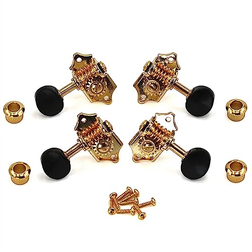 ALFAAL Ukulele Tuning Pegs Button Strings Tuners Kopf Zubehör Ukulele Teil + 4 Schrauben Hohe Qualität Golden