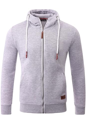 Reslad Sweatjacke Herren Kapuzenpullover | Hoodie Männer Zipper Pullover mit Kapuze Bequeme Baumwolle RS-1006 Grau 2XL