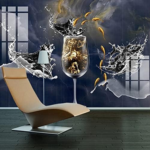 Abstraktes Spray Weinglas Fisch Druck 3D Tapeten Wanddekoration Fototapete Sofas Wohnzimmer Wandbild Schlafzimmer-400cm×280cm