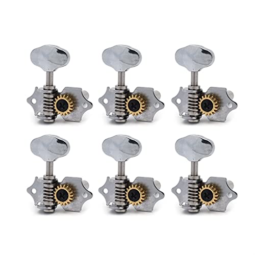 ALFAAL 6 Stücke 18: 1 Getriebeverhältnis Vintage Offene Gang String Tuner Tuning Pegs Mittelloch Für Klassische Gitarre Chrome (Color : 6R)