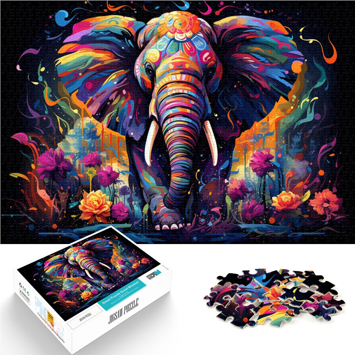 Puzzlespiel Elefant 1000 Teile Puzzle für Erwachsene Holzpuzzle Familienspiel Stressabbau Schwieriges Herausforderungspuzzle 1000 Teile (50 x 75 cm)