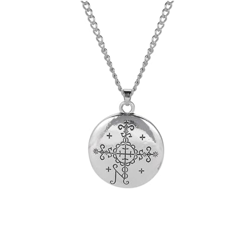 GZHENGZG Herren Halsketten und Damenschmuck Voodoo Loa Veve Anhänger Afrikanische Halskette Vodou Symbol Amulett Papst Legba Maman Ezili Dantor Geschenk Geschenk