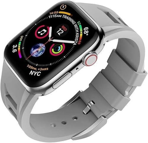 NEYENS Silikon-Uhrenarmband, Edelstahl-Schnalle, Mod-Kit, für Apple Watch Ultra 49 mm, 45 mm, 44 mm, 42 mm, Ersatzzubehör, 44mm, Achat