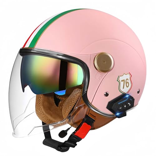 Motorradhelm, Offener Halbhelm Mit Sonnenblende, Retro-Vintage-Stil, Motorradhelm Für Jugendliche, Männer Und Frauen, DOT/ECE-Geprüft P,L59-60CM