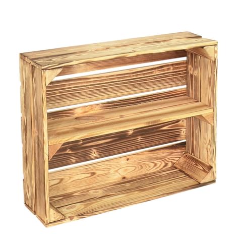 CHICCIE 2 Set Holzregal Schmalhanz 50x40x15cm - Hell Geflammt 1x Langes Regal