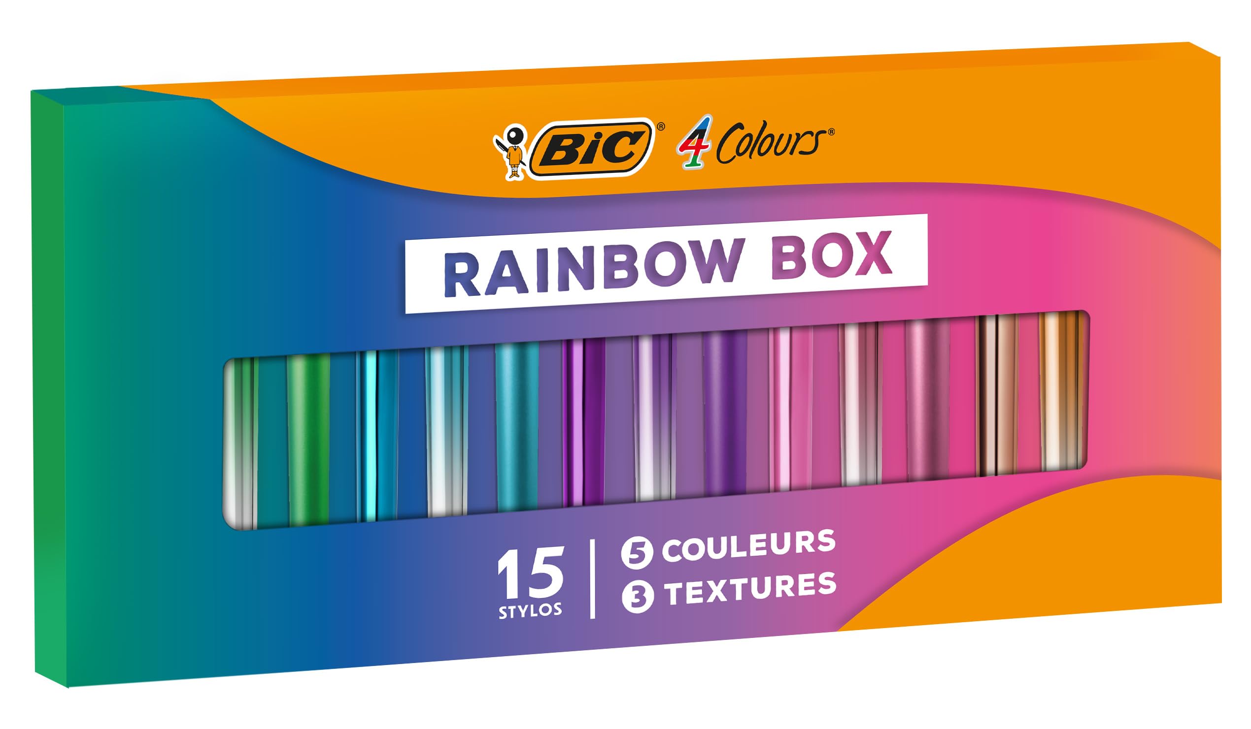 BIC 4 Farben Set Rainbow Limited Edition, ideal für Sammler, zweifarbig, glänzend und glänzend – Set mit 15 Stiften, starten Sie jetzt Ihre Sammlung mit 4 Farben