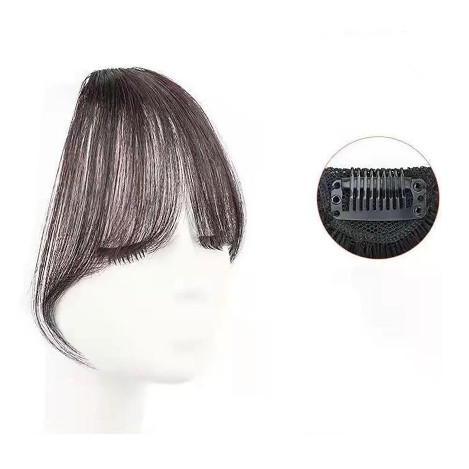 Pony Extension für Damen Air Bangs Perücke for Frauen mit natürlicher vorderer Stirn, unsichtbarer Haarklappe, rundes Gesicht, französischer Pony, gefälschter Pony Fringe Bangs(Natural black)