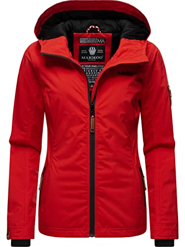 Marikoo Damen Übergangsjacke Outdoorjacke mit Kapuze Brombeere Red Gr. XS