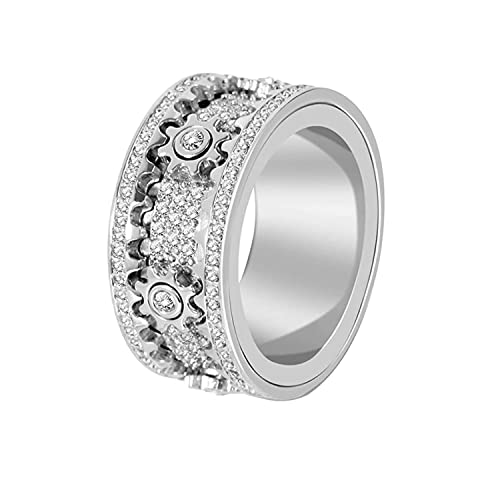 Gear Diamond Ring, Gypsophila Spinner Rings, Anti-Anxiety Stress Relief Good Luck Ring, Schmuck Accessoires für Männer Frauen Liebhaber Geschenke