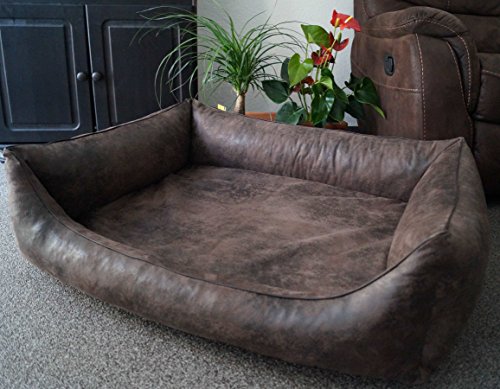 Orthopädisches Hundesofa Hundebett Schlafplatz Wildlederoptik Ortopedico mit Viscoschaum Matratze (90 cm X 70 cm, braun)