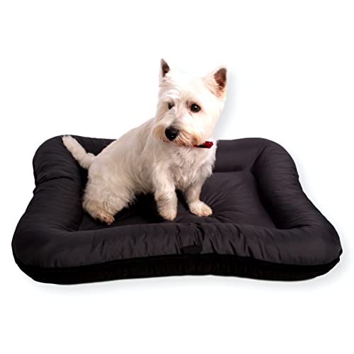 4L Textil Hundebett für kleine Hunde KLEO Hundekorb Tierkissen Hundesofa Hundeliege Hundekissen Haustierbett Schlafplatz Hundematratze Haustierbett Waschbar Polyester (80x60 cm, Schwarz)