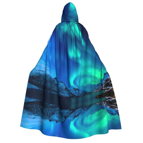 WURTON Northern Lights Print Unisex Hooded Cape Halloween Carnival Vampire Cosplay Cloak Hooded Cloak Costume