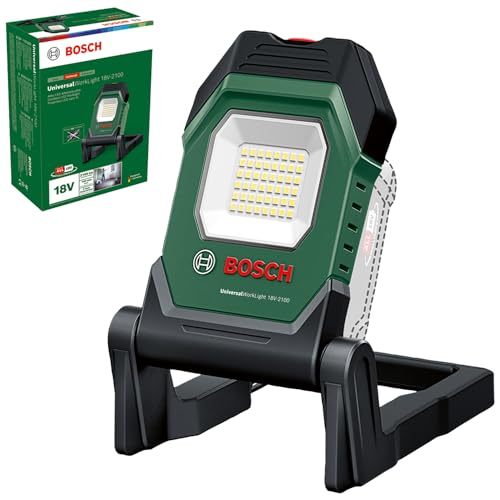 Bosch Akku- LED-Arbeitsleuchte/Baustellenlampe/mobiler Strahler UniversalWorkLight 18V-2100 (max. 2100 Lumen, 3 Helligkeitsstufen, Kopf mit 10 Klapppositionen; ohne Akku) SKU:‎ 06039A1300