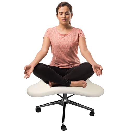 AJYBYUKJ Meditationsstuhl, Bürostuhl mit gekreuzten Beinen, höhenverstellbarer Kniestuhl, ergonomischer Bürostuhl, Criss-Cross-Stuhl für Zuhause und Büro, maximale Belastung, Beige Beauty Comes