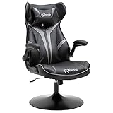 Vinsetto Gaming Stuhl ergonomischer Computerstuhl mit Wippfunktion Drehstuhl höhenverstellbar Stahl Schwarz+Grau 67 x 70 x 106-112 cm