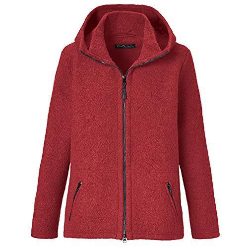 Mufflon Damen Wolljacke Mu- Nele W100 mit Kapuze vulkan rot - XL