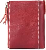 VSULZVNU Kartenetuis Damen Leder Geldbörse Weibliche Münzbörse Echtes Leder Kurze Damen Clutch Geldbörsen Ausweishalter Geldtaschen (Farbe: Blau)