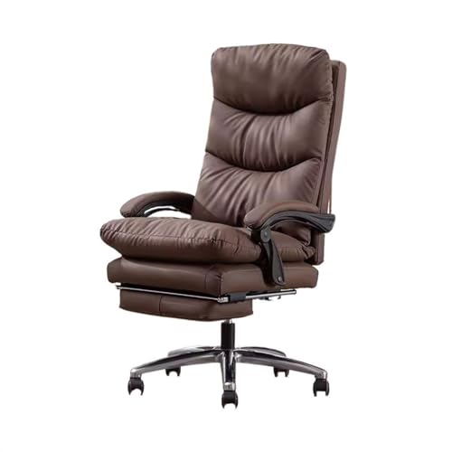 Zhaoj24-05 Bürostuhl Ergonomischer Ergonomischer Computerstuhl, Haushalts-Chefstuhl, Liege-Bürostuhl, Drehstuhl, bequemer sitzender Gaming-Sitz for die Mittagspause Schreibtischstuhl(Bruin)