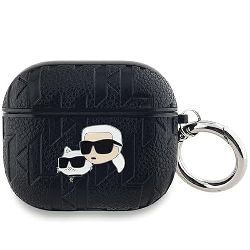 CG Mobile Karl Lagerfeld KLA3PGKCPK Hülle für AirPods 3 Schwarz Monogram Karl & Choupette Head