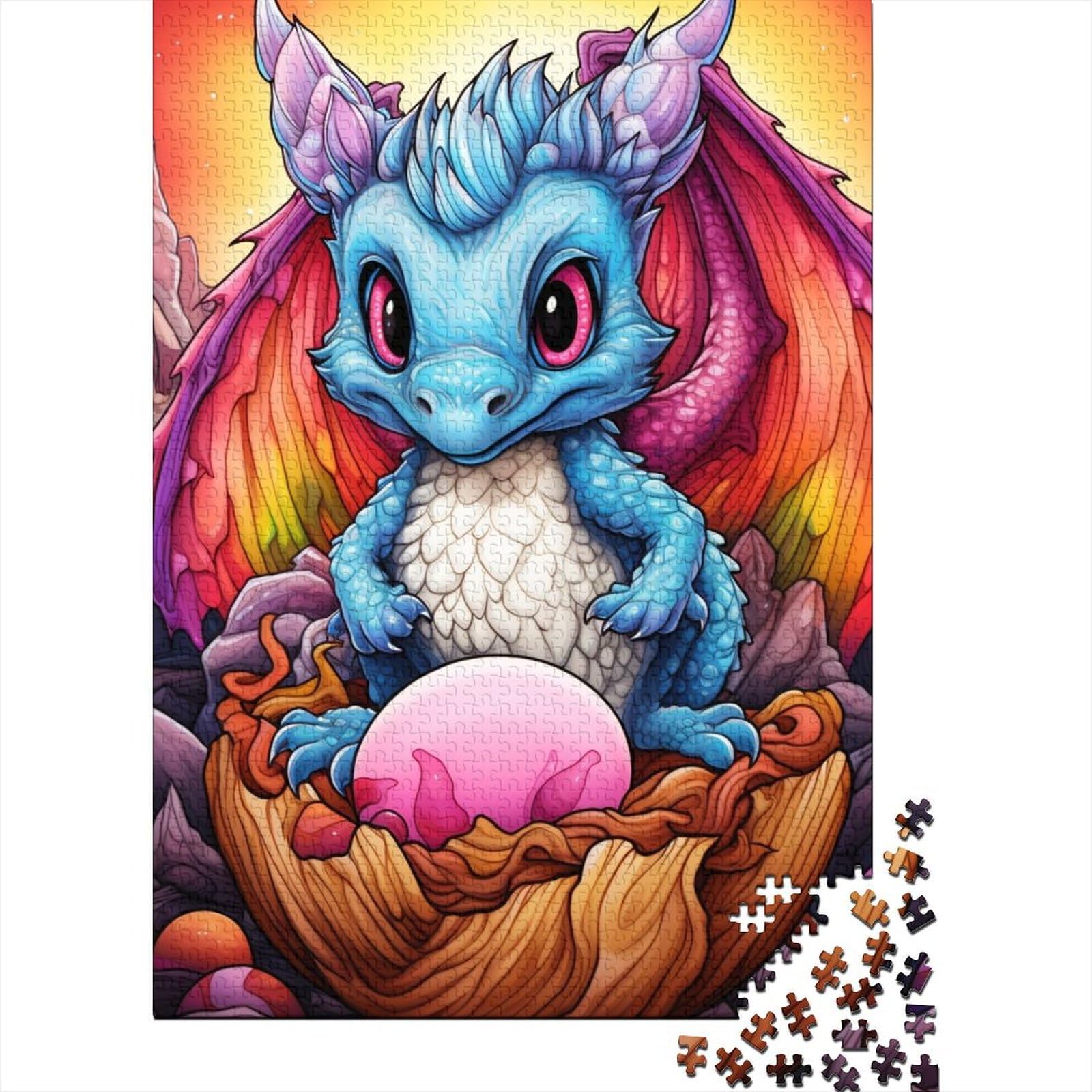 Art Dragon Baby Holzpuzzle für Erwachsene, Puzzle-Spielzeug, 1000-teiliges Puzzle für Erwachsene und Teenager, Holzpuzzle für Erwachsene und Teenager 29,53x19,69 Zoll