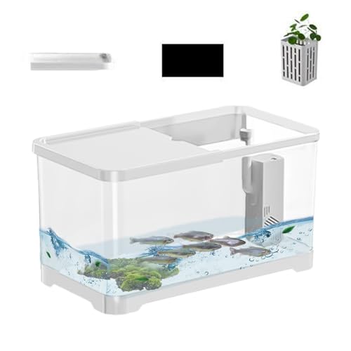 Betta Aquarium-Set – Deko-Set für Meerwasseraquarien für kleine Aquarien | Tank-Set für Aquarien stapelbar | kreatives Aquarium für Fische mit Korb | Schale für Fische mit Dekoration