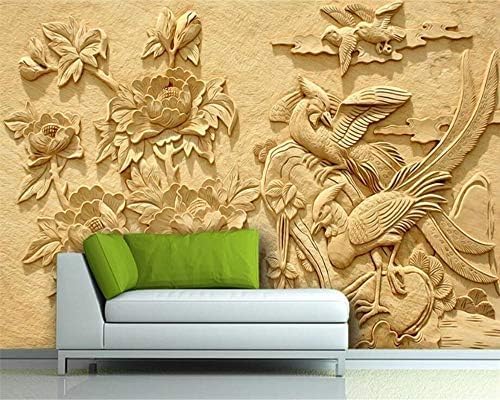 XLMING Eine Mit Blumen Und Vögeln In Relief Geschnitzte Wand 3D Tapeten Home Esszimmer Sofa Schlafzimmer Wohnzimmer TV Hintergrund-430cm×300cm