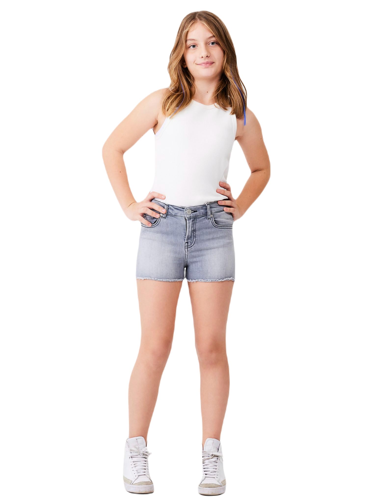 LTB Jeans Shorts für Mädchen Layla G Bermudas Slim Mittlere Taille mit Reißverschluss in Grau aus Baumwollmischung - Größe 116CM